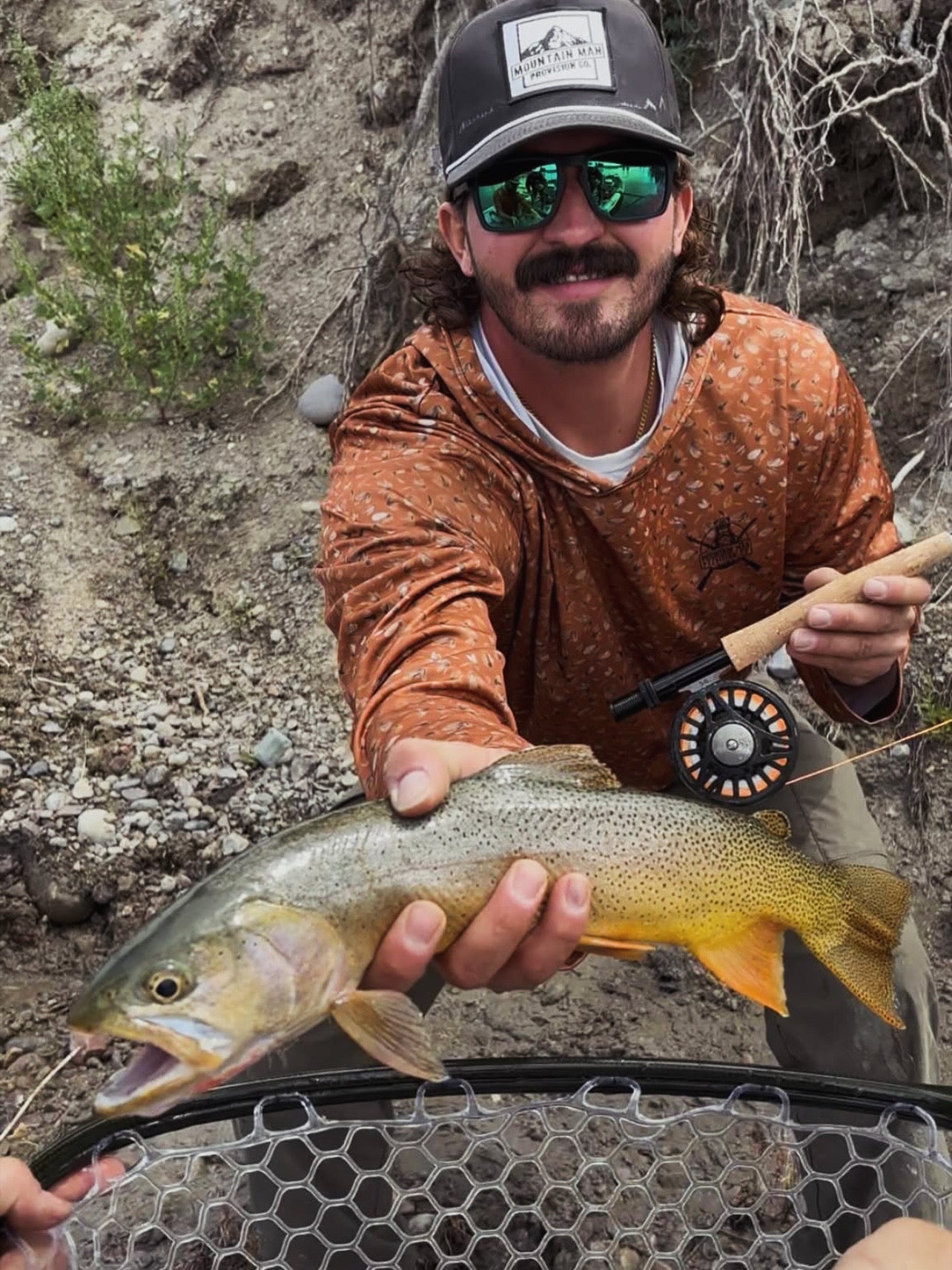 Fly Pattern Light Brown Lightweight Performance Sun Shirt